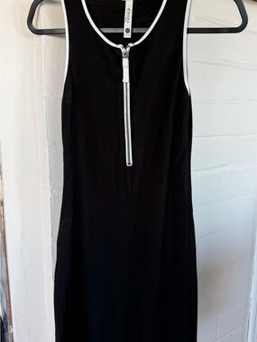 Kensie Black Dress with White Trim and Front Zip